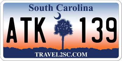 SC license plate ATK139