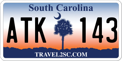 SC license plate ATK143