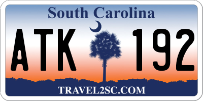 SC license plate ATK192