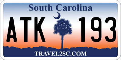 SC license plate ATK193