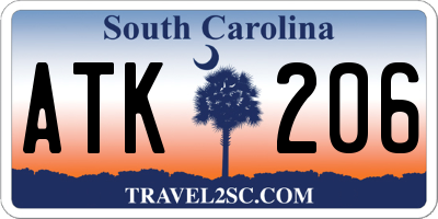 SC license plate ATK206