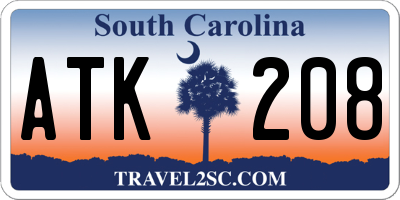SC license plate ATK208