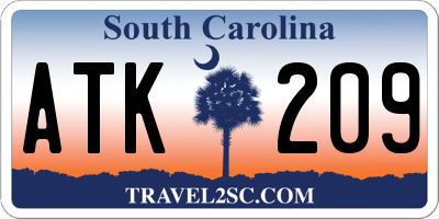SC license plate ATK209
