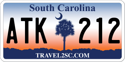 SC license plate ATK212