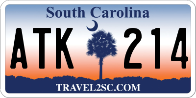 SC license plate ATK214