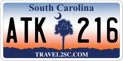 SC license plate ATK216