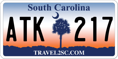 SC license plate ATK217