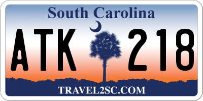 SC license plate ATK218