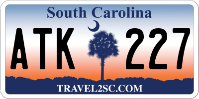 SC license plate ATK227