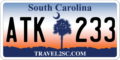 SC license plate ATK233