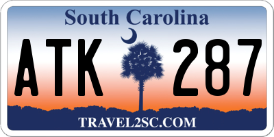 SC license plate ATK287