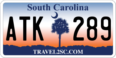 SC license plate ATK289