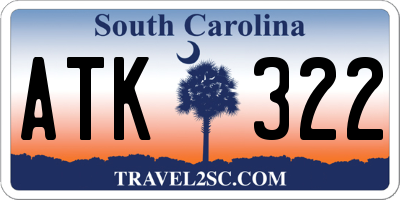 SC license plate ATK322