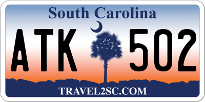 SC license plate ATK502