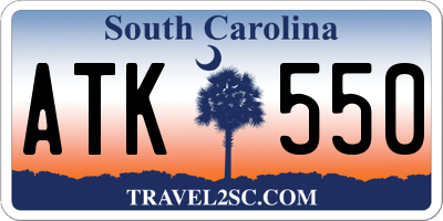 SC license plate ATK550