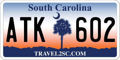 SC license plate ATK602