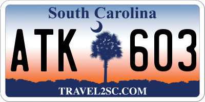 SC license plate ATK603