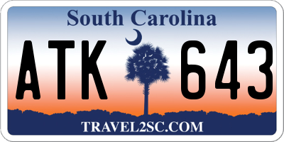 SC license plate ATK643