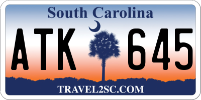 SC license plate ATK645