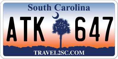 SC license plate ATK647