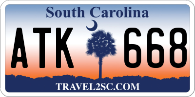 SC license plate ATK668