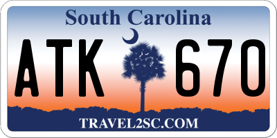 SC license plate ATK670