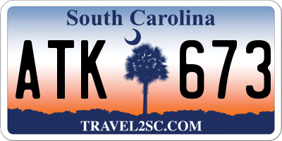 SC license plate ATK673