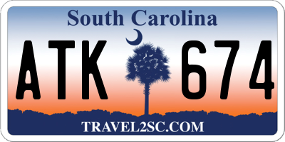 SC license plate ATK674