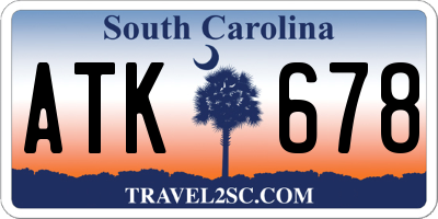 SC license plate ATK678