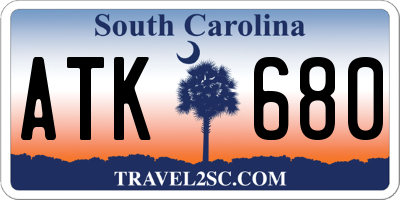 SC license plate ATK680