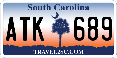 SC license plate ATK689