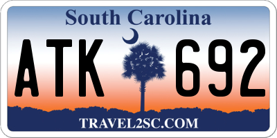 SC license plate ATK692