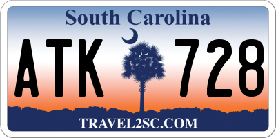 SC license plate ATK728