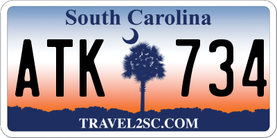 SC license plate ATK734
