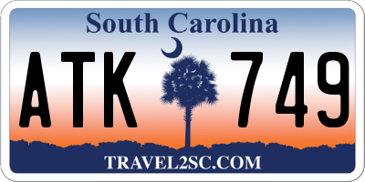 SC license plate ATK749
