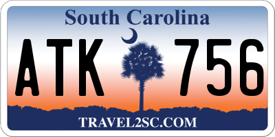SC license plate ATK756