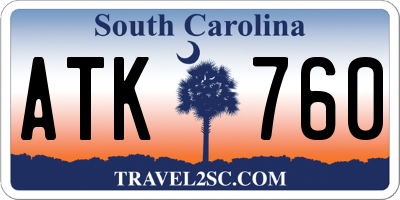 SC license plate ATK760