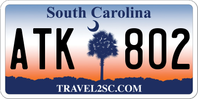 SC license plate ATK802