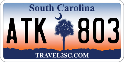 SC license plate ATK803