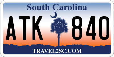 SC license plate ATK840