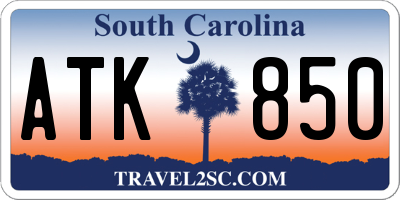 SC license plate ATK850