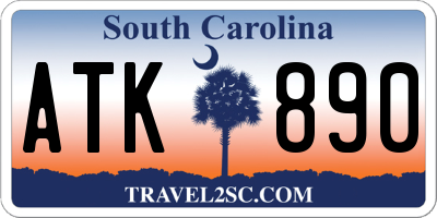 SC license plate ATK890