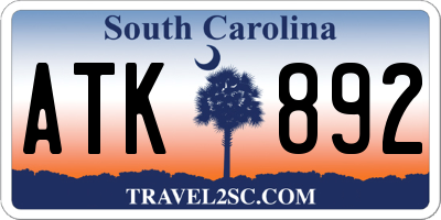 SC license plate ATK892