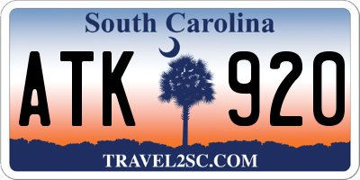 SC license plate ATK920