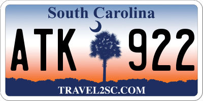 SC license plate ATK922