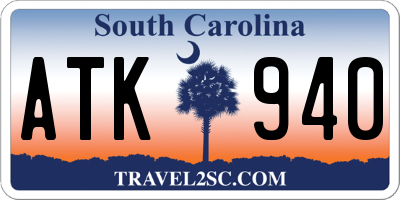 SC license plate ATK940