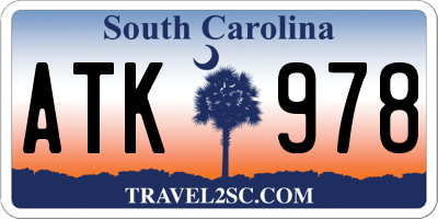 SC license plate ATK978