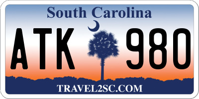 SC license plate ATK980