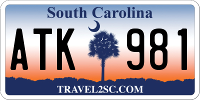 SC license plate ATK981