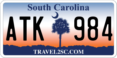 SC license plate ATK984